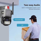 4G Triple Lens 9Mp CCTV Camera with Two Way Audio, Night Vision Color