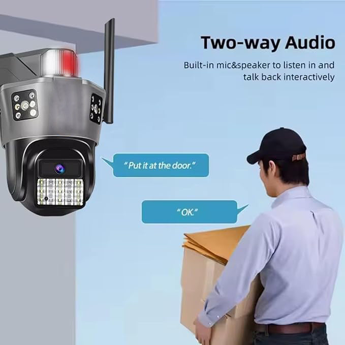 4G Triple Lens 9Mp CCTV Camera with Two Way Audio, Night Vision Color