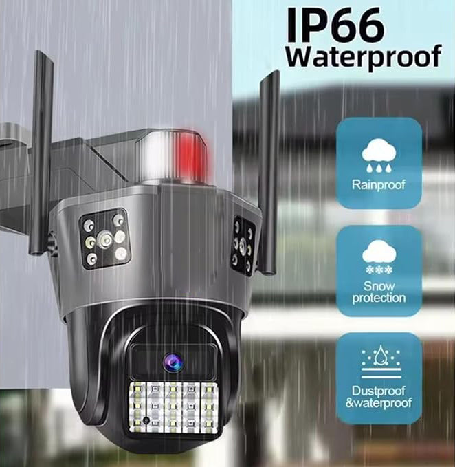 4G Triple Lens 9Mp CCTV Camera with Two Way Audio, Night Vision Color