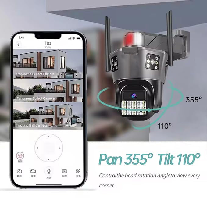 4G Triple Lens 9Mp CCTV Camera with Two Way Audio, Night Vision Color