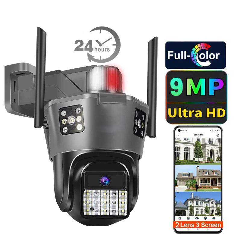 4G Triple Lens 9Mp CCTV Camera with Two Way Audio, Night Vision Color