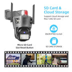 4G Triple Lens 9Mp CCTV Camera with Two Way Audio, Night Vision Color