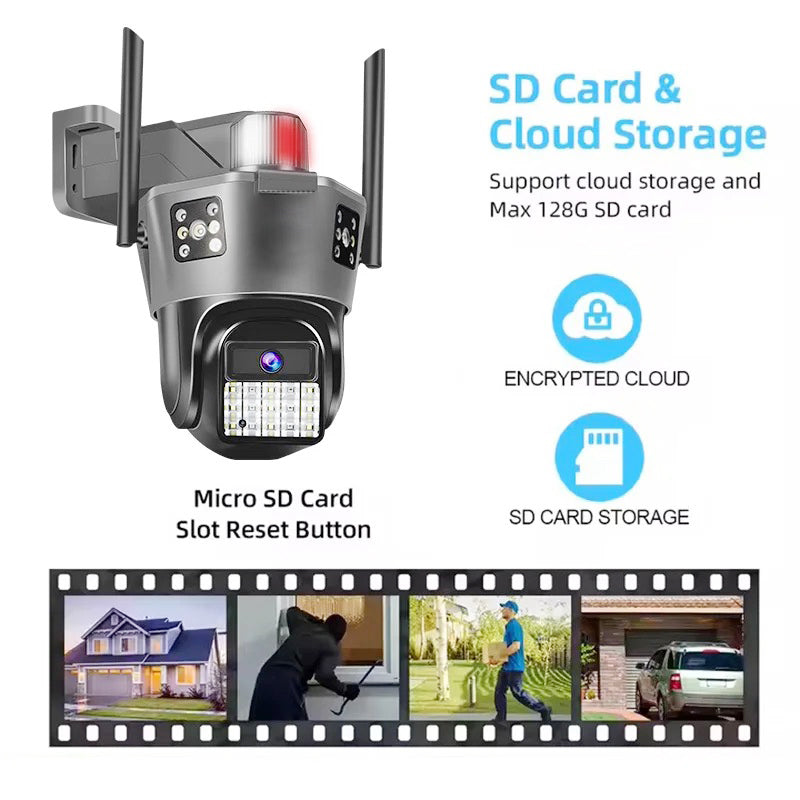 4G Triple Lens 9Mp CCTV Camera with Two Way Audio, Night Vision Color