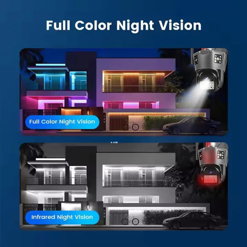 4G Triple Lens 9Mp CCTV Camera with Two Way Audio, Night Vision Color