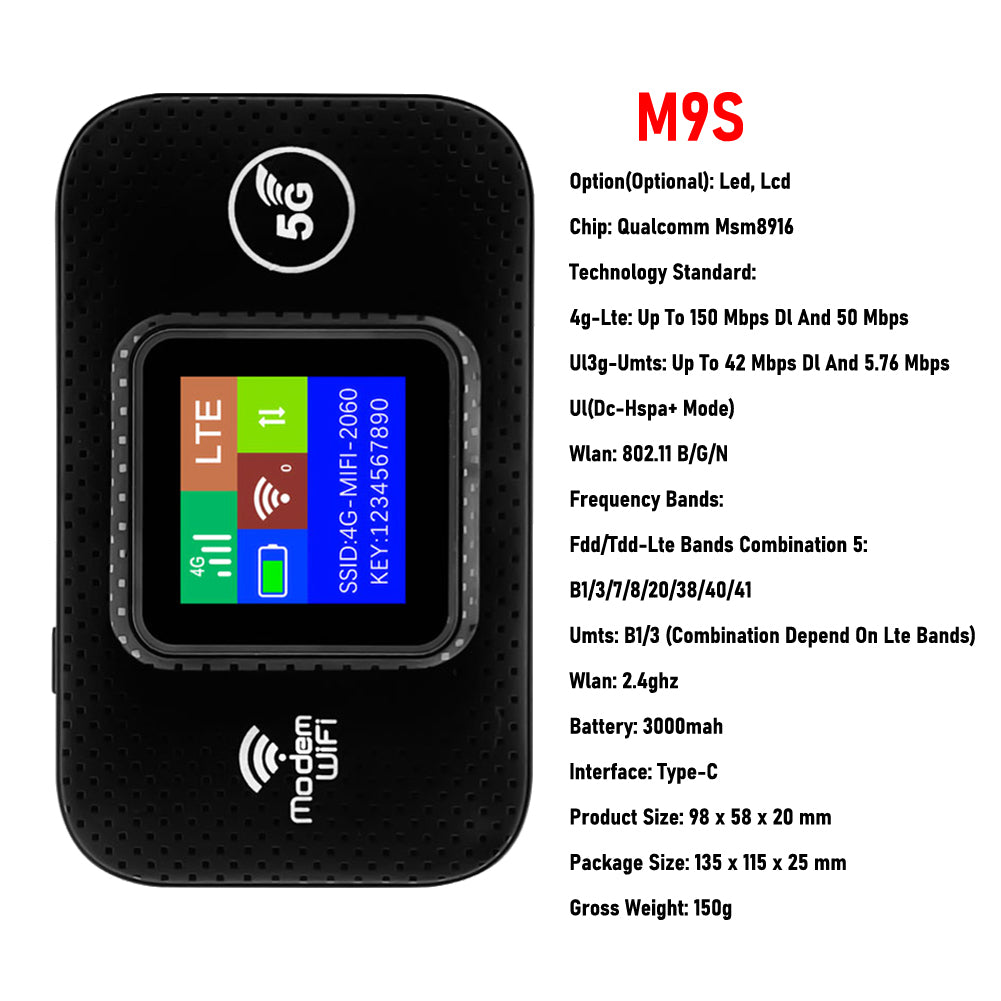 4G LTE WiFi M9S Portable Wireless Router