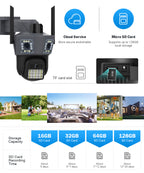 4G Triple Lens 9Mp CCTV Camera with Two Way Audio, Night Vision Color