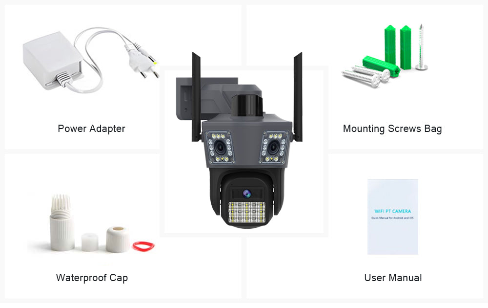 4G Triple Lens 9Mp CCTV Camera with Two Way Audio, Night Vision Color