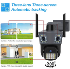 4G Triple Lens 9Mp CCTV Camera with Two Way Audio, Night Vision Color
